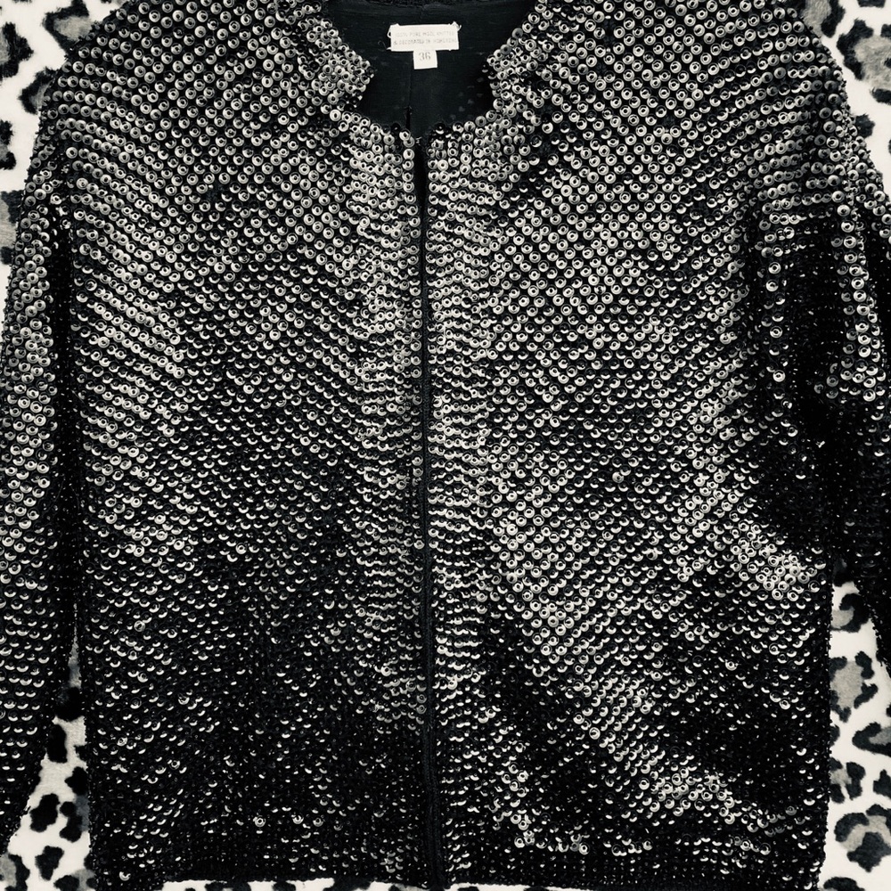 Vintage Black Sequined Evening Jacket